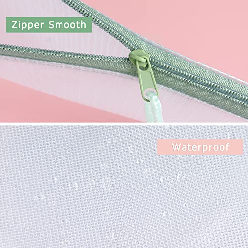 Tamaki 6 Pack Mesh Zipper Pouch Bags, 13.5" x 9.5" - color: 6 Pack