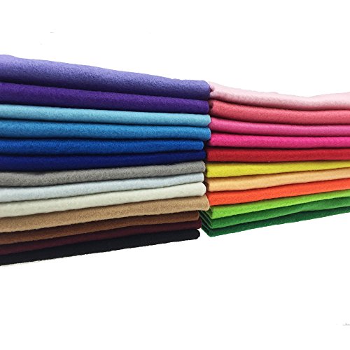 24pcs Thick 1.4mm Soft Felt Fabric Sheet Assorted Color Felt Pack DIY Craft Sewing Squares Nonwoven Patchwork (25 * 25cm) - size: 25*25cm