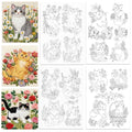 ORIGACH 4 Sheets Water Soluble Embroidery Patterns Stabilizers - Pre-Printed Cat & Flower Designs - Stick & Stitch Embroidery Paper for Hand Sewing Lovers - color: Cat & Flower