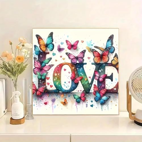 niurenmaoyi Stamped Cross Stitch Kits for Beginners,Counted Embroidery Craft Kits for Adults,Needlepoint Kits for Adults,Butterfly Love Wall Art 13.8X13.8In - color: Cross Stitch Kits0111-05