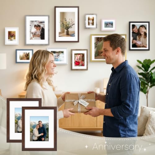 Golden State Art 9x12 Brown Picture Frame Mat for 6x8 Real Glass - color: Walnut, size: 9x12