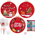 Offizon 3 Sets Embroidery Kit for Beginners Adult DIY Cross Stitches - color: Christmas Red