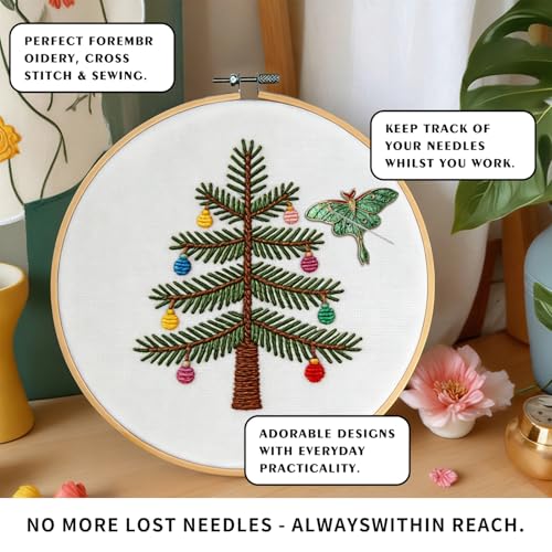 Needle Minder Magnet, Magnetic Needle Minder, Needle Minders Magnetic Cross Stitch Accessories, Magnetic Needle Holder, Life Tree, Butterfly, Cats, Owl, Heart (Green Butterfly) - size: Green Butterfly