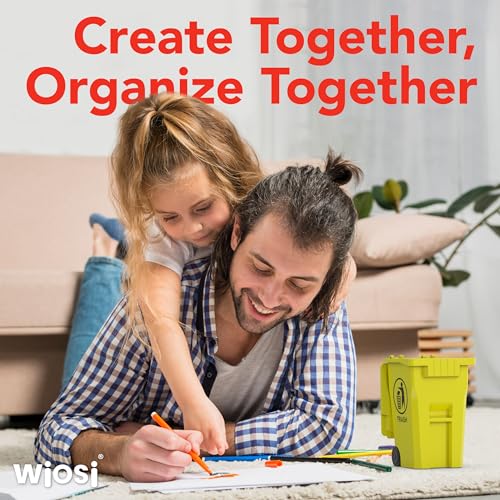 Wiosi Mini Trash Can Pencil Holder for Desks, Red/Yellow - color: Red-Yellow, size: 5"