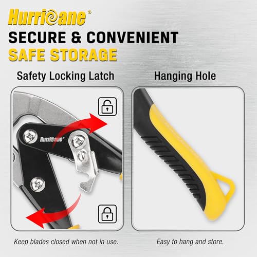 HURRICANE 10 inch Aviation Tin Snips, Straight Cut Metal Shears with Non-Slip Tyregrip Handle, Cr-V Steel Blades Shears for Thin Sheet Metal, Aluminum, Gutter & DIY Projects (Pack of 3) - size: 10 Inch Regular: Straight Cut (Pack of 3)