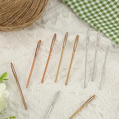 18pcs Large-Eye Blunt Needles, 2" 2.36" 2.75" Yarn Knitting Needles Tapestry Sewing Needles Wool Hand Metal Sewing Knitting Needles for Crochet Projects (Silver)