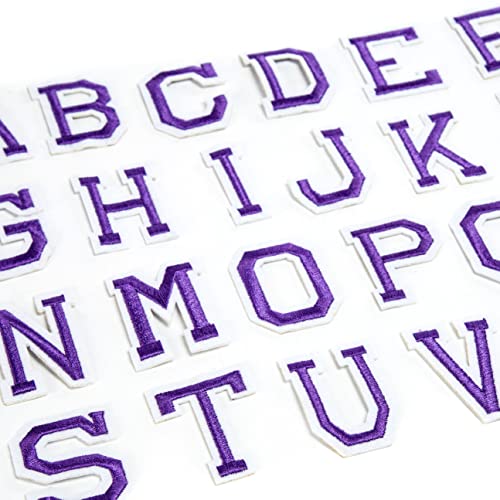J.CARP 52Pcs Purple Alphabet A to Z Patches, Iron on Sew on Letters for Clothing, Hats, Shoes, Backpacks, Handbags, Jeans, Jackets etc. - color: 52pcs, Purple