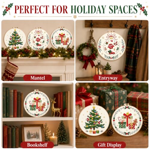Nuberlic 3 Pack Christmas Embroidery Kit for Beginners - color: Christmas