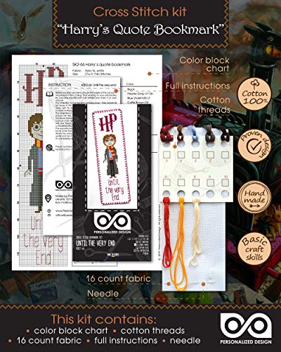 Personalized.Design Cross Stitch Kit of Bookmark “Until the Very End” - color: Harry