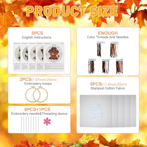 Kuabiz 5 Sets Highland Cow Embroidery Kits for Beginners Cross Stitch Kit for Adults Highland Cow Pattern Embroidery Starter Kit Embroiderys Hoop Needlepoint Kits with Instruction Needles Threads - style: Highland Cow
