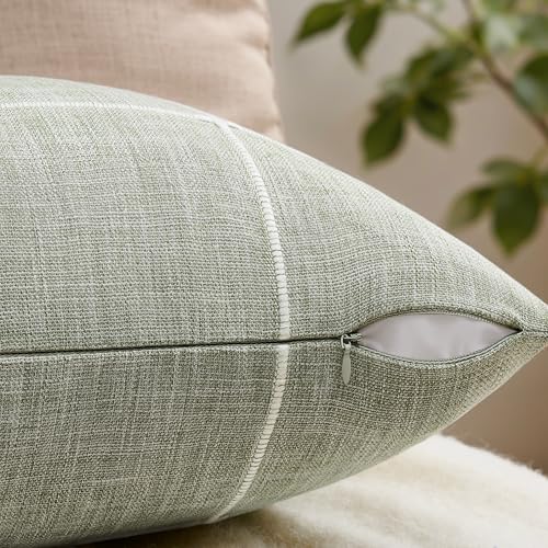 2 Packs Grid Embroidery Throw Pillow Covers 18x18in Sage Green - color: Light Sage Green, size: 18" x 18" (Pack of 2)