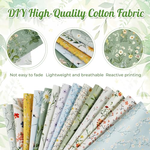 Tatuo 30 Pieces 10 x 10 Inches Summer Floral Cotton Fabric Bundle Squares Patchwork Floral Fabric Sewing Quilting Bundles Assorted Pattern Cloth for DIY Scrapbook Craft Making - style: Classic Wildflower
