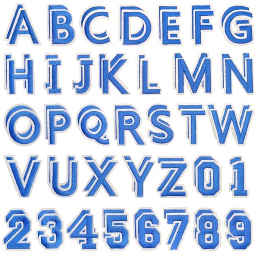 72 Pcs Iron On Letters & Numbers Patches for Tote Bags Hats Clothing Blue - color: Blue, size: Letters & Numbers