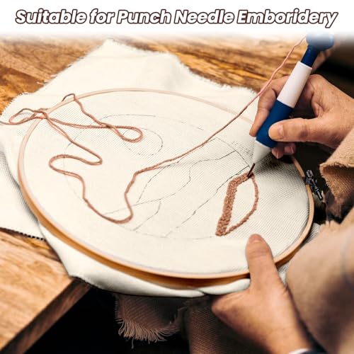 6 Pcs Punch Needle Fabric for Overlocking Edges, 7.9 x 7.9 Inch Tufting Cloth Monks Cloth for Punch Linen, Squares Punch Needle Embroidery Fabric for Handwork DIY Art Craft