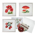 Trimits 3PK Cross Stitch Bundle – Counted Embroidery Kit, Beginner & All Level Starter Set, Complete with Instructions & Thread Children Wall Home DIY Décor – 13x13cm – Toadstool,Strawberries,Poppies - style: Toadstool,Strawberries,Poppies