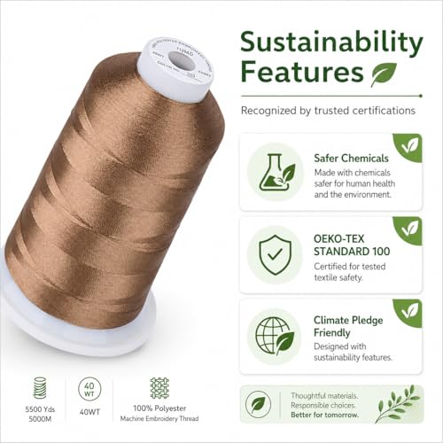 Simthread 5500Yds/5000M 40WT Polyester Embroidery Thread Light Brown 323 - color: LightBrown323