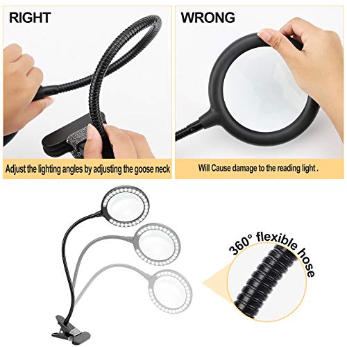 LED Magnifying Lamp with Clamp, Raweao 3X Lighted Magnifying Glass with Light for Reading, Seniors, Hobbies, Craft