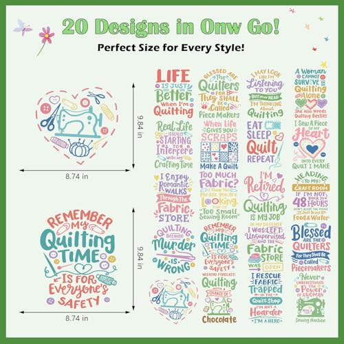 20 Pcs Funny Quilting DTF Transfers Ready to Press - style: Funny Quilting