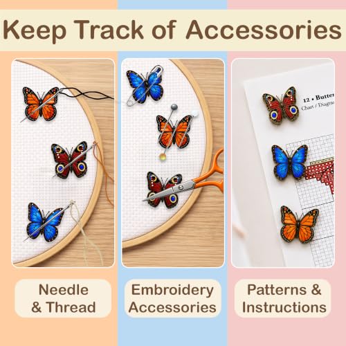 Kraftex Magnetic Needle Minder. Needleminder for Embroidery & Sewing. Cute Needlepoint Accessories. Magnetic Needle Holder for Cross Stitch. Cute Magnet Pin Gift - color: Butterfly
