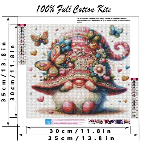 Butterfly Gnome Stamped Cross Stitch Kits Gnome Cross Stitch Patterns,Dimensions Cross Stitch Kits Embroidery Kit Arts and Crafts for Beginners 13.7x13.7 inches - color: D059