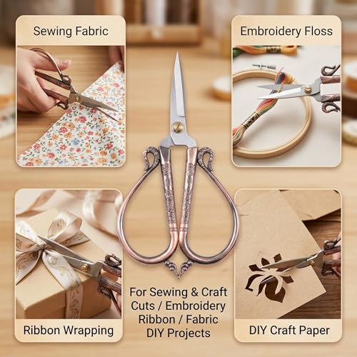 BIHRTC 6.3 Inches Vintage Style Stainless Steel Auspicious Clouds Scissors