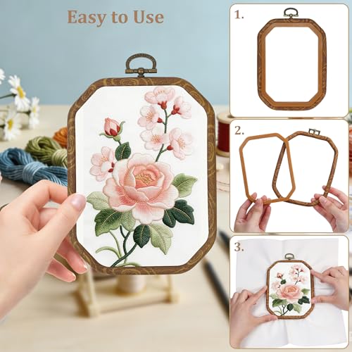 Resin Decorative Embroidery Hoop - 3 Square Pieces 10*7 inch Cross Stitch Hoops Set, Resin Embroidery Frame for Display Sewing Craft Hanging Ornament - style: Square-10*7inch-3pcs