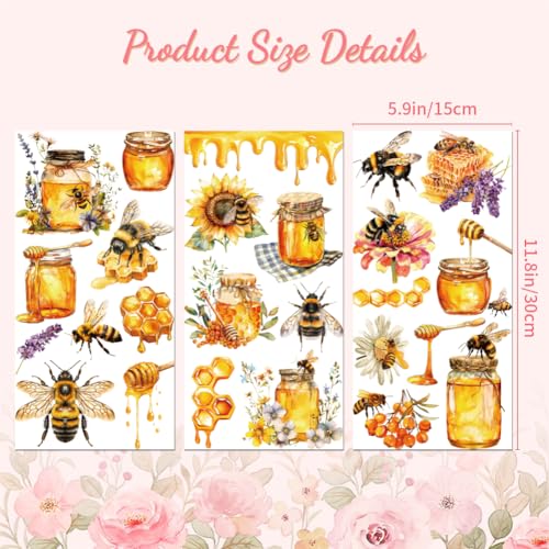 Peacoblue Bees and Honey Rub On Transfers for Furniture Craft 6"x12" - style: Bees and Honey