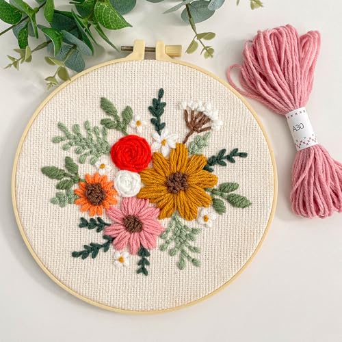 Myfelicity Punch Needle Kit, Punch Needle Kits Adults Beginner, Craft Decoration and Hobbies (Mixed Bouquet) - color: Mixed bouquet