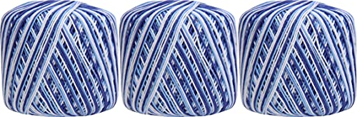ThreadArt 100% Cotton Crochet Thread Size 3, Variegated Denim Blues - color: VARIEGATED DENIM BLUES, size: SIZE 3 - 3 PACK