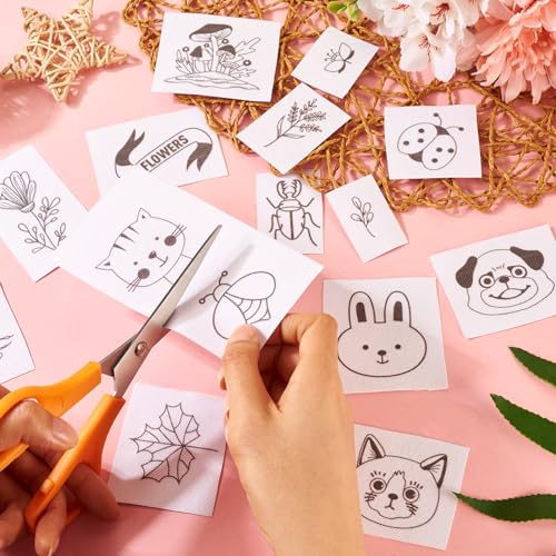 Magibeads 68 Patterns Animal Mushroom Water-Soluble Embroidery Dog Cat Flower Ladybug Dragonfly Stick and Stitch Embroidery Paper Starter Kit for Hand Sewing Beginners Adult - color: Animal & Plant