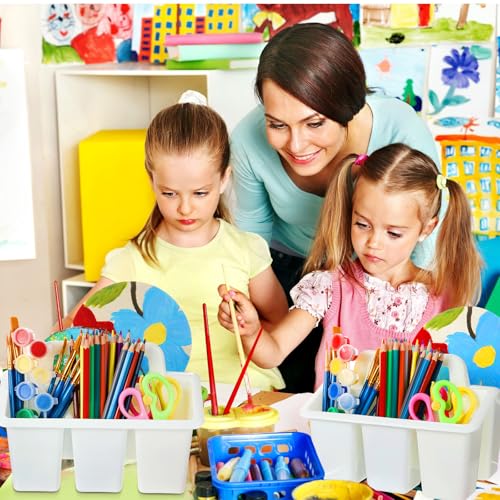 WILLBOND 12 Pcs Classroom Storage Caddies Stackable Utility Caddy, White - color: White