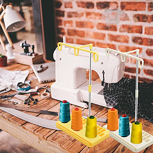 Vuzvuv 2 Pack Thread Holders, Embroidery & Sewing Machine Organizer, 3 Spool Thread Rack, Suitable for Beginners & Adults, White-Yellow - color: White-Yellow