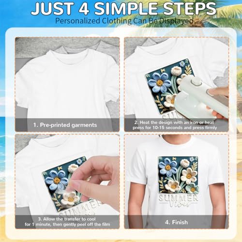 25Pcs Summer Dtf Transfers Ready to Press Faux Yarn Beach Iron on Transfers for Tshirts Coquete Bow Floral Transfer Vinyl Stickers for Clothing Pillows Bag DIY Crafts - color: Summer Beach