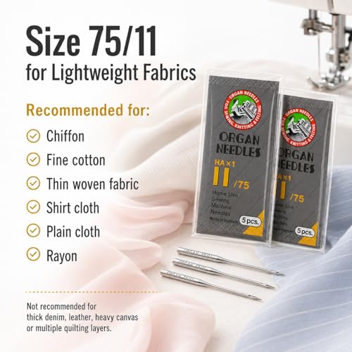 50 PCS Embroidery Sewing Machine Needles for Brother Size 75/11 130/705H HAx1 Sewing Needles for Brother Sewing Machine (5 Pack of 10 Needles) - style: 50pcs- 75/11