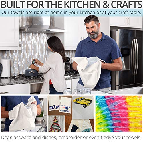 Aunti Em's Kitchen Flour Sack Dish Towels - Natural Cotton for Embroidery and Drying Glass, Hand, Dinnerware - Plain, Thick, Zero-Lint, Highly Absorbent - Set of 13, 27 x 27 Inch, Unbleached Tan - color: Unbleached Tan