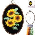 FONNUY Ribbon Embroidery 3D Flowers Pattern Design Kit Embroidery DIY Handwork Set Oval Home Decoration (Sunflower) - style: Sunflower