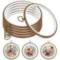 6 Pcs 7inch Embroidery Hoop, Cross Stitch Hoop Rubber Imitated Wood Circle Frame Ring for Art Craft Sewing and Christmas Ornaments