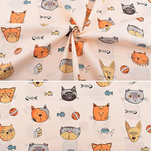 AMORNPHAN Cat and Dog Cartoon Printed 100% Twill Cotton Quilting Bundles Fabric for Patchwork Needlework DIY Handmade Sewing Crafting Precut Face Mask 16x20 Inches (40x50cm.) Set of 8 Pieces (Cat) - color: Cat