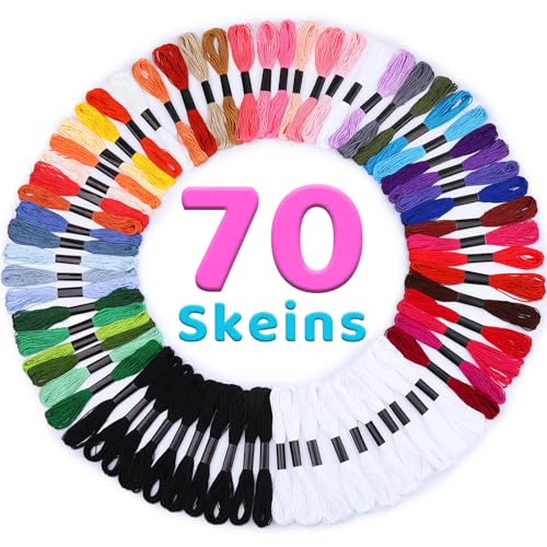 Embroidery Floss, 70 Skeins Rainbow Color Cross Floss Stitch Thread - color: Mixed Colors