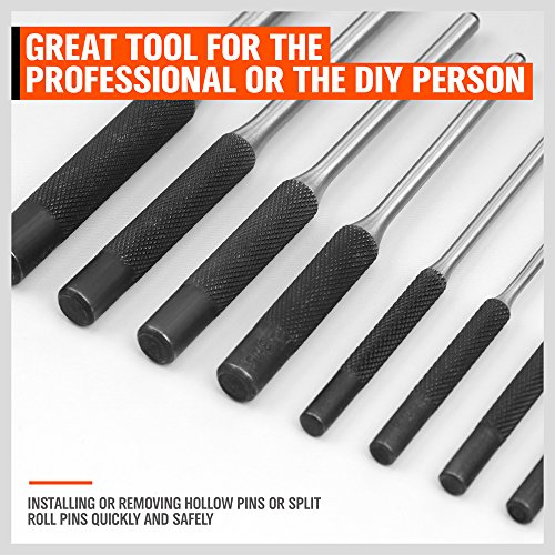 HORUSDY 9 Pieces Roll Pin Punch Set, Removing Repair Tool with Holder for Automotive, Watch Repair, Jewelry and Craft - size: 9 Pieces Roll Pin Punch Set