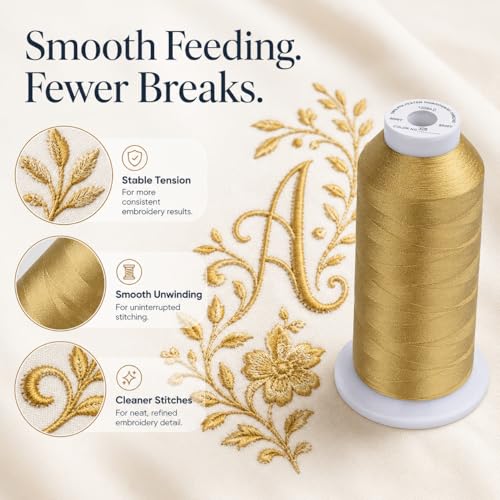 Simthread Embroidery Machine Thread 5000M 40WT Polyester, Brass 328 - color: Brass328