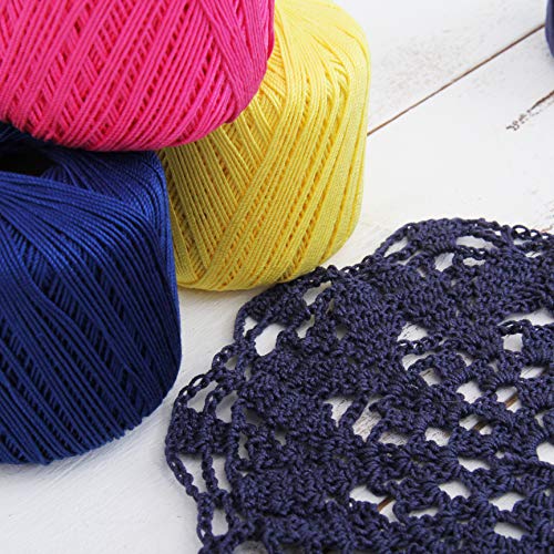 ThreadArt 100% Cotton Crochet Thread Size 10, Variegated Denim Blues - color: VARIEGATED DENIM BLUES, size: SIZE 10 - 3 PACK