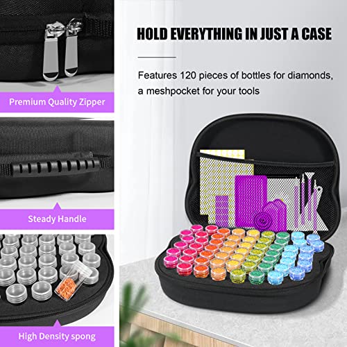 ZORETCO Diamond Art Storage - 120 Containers Diamond Art Kits for Adults - color: Black, size: 120 Jars