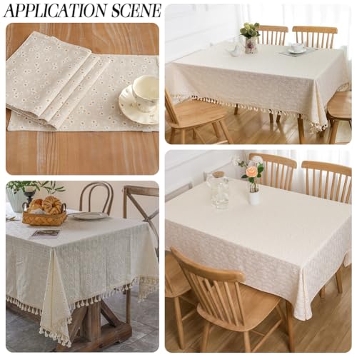 1 Yard 63 Inch Flower Cotton Fabric Bundles Linen Blend Soft White Floral Pattern Embroideried Cloth By The Yard for Sewing Making Clothing Accessories Diy Quilting Beginners Crafts Supplies - size: 1600MM, style: Daisy