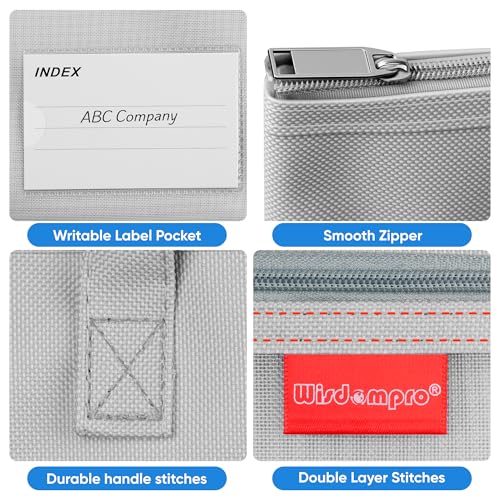 Wisdompro 14.1×11" Mesh Zipper Pouch with Handle, 3 Pockets File Bag-Grey - color: Grey