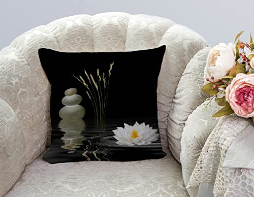 TSSOHU Decorative Throw Pillow Cover Asian Zen Stone, Pillow Covers 18"x 18" Meditation Japanese Lotus Spa Room Decor for Living Room Couch Cushion Bed Indoor Outdoor Home Decor - color: Tss38