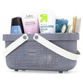 Brookstone Modern Large Portable Shower Caddy with Soft Silicone Carrying Handle, Bathroom Organizer Basket, Plastic Bath Tote and Shower Organizer, Quick Dry Drainage Holes, BPA Free, Grey - color: Gray / Charcoal