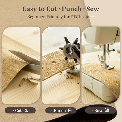 SorenCut Cork Fabric by The Yard for Sewing: Natural Cork and Gold Embellished Craft Fabric Sheet,Glitter Fabric Roll 12.5 * 52 Inch for Earrings and Other HandCrafts DIY Projects - color: Yellow 1944