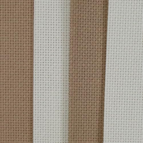 KCS 4 pc of 12" x 18"(30cmx45cm) 14CT Counted Cotton Aida Cloth Cross Stitch Fabric (Cream+Khaki) - color: Cream+khaki