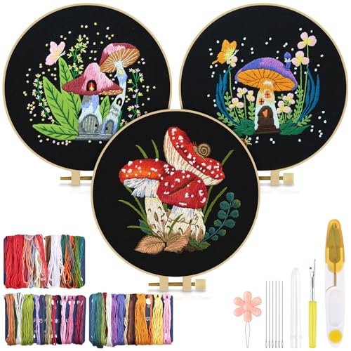 TINDTOP Embroidery Kit for Adult, Mushroom Embroidery Stitch Practice kit - color: Mushroom